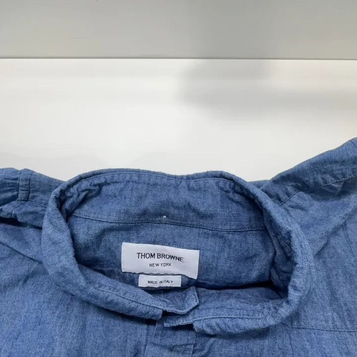 Thom Browne Thom Browne Blue Classic Long Sleeve Shirt Size US L / EU 52-54 / 3 - 6 Thumbnail