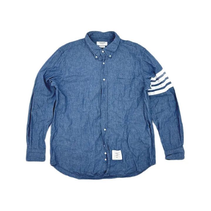 Thom Browne Thom Browne Blue Classic Long Sleeve Shirt Size US L / EU 52-54 / 3 - 2 Thumbnail