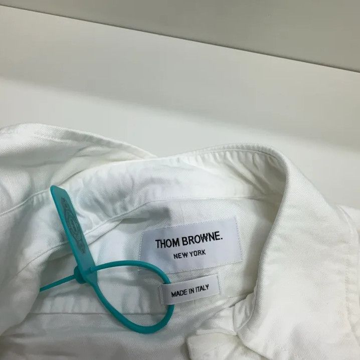 Thom Browne Thom Browne White Striped Long Sleeve Shirt Size US M / EU 48-50 / 2 - 2 Thumbnail