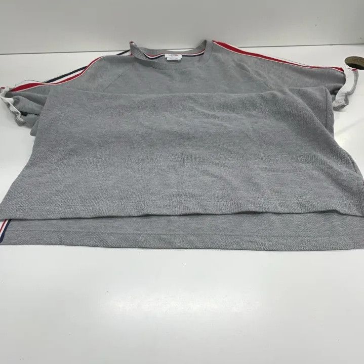 Thom Browne Thom Browne Gray Side Stripe Short Sleeve Polo Size US L / EU 52-54 / 3 - 10 Thumbnail