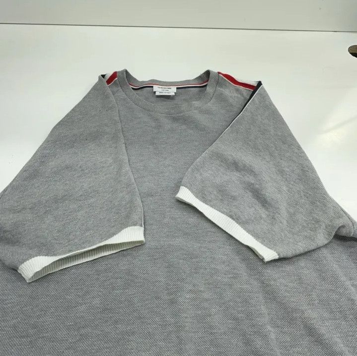 Thom Browne Thom Browne Gray Side Stripe Short Sleeve Polo Size US L / EU 52-54 / 3 - 13 Thumbnail