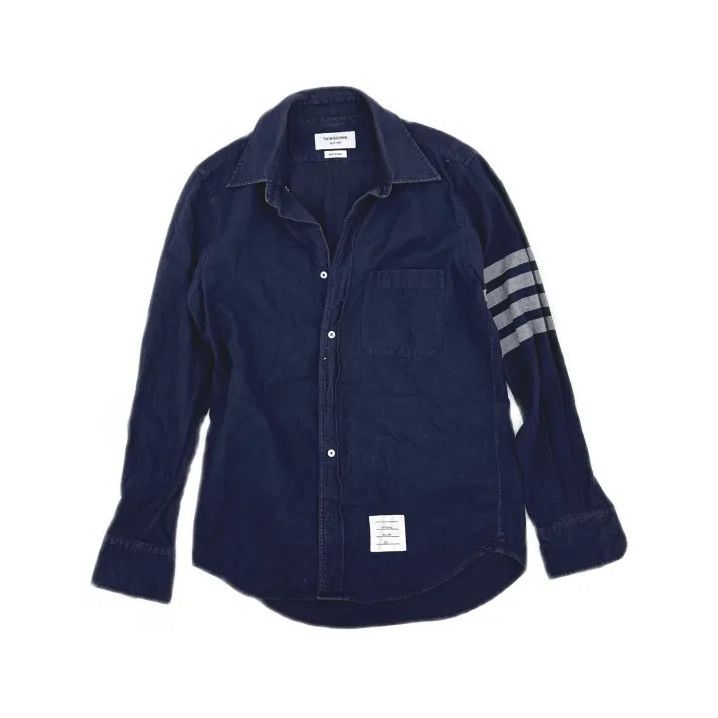 Thom Browne Thom Browne Classic Navy Long Sleeve Shirt Size US S / EU 44-46 / 1 - 2 Thumbnail