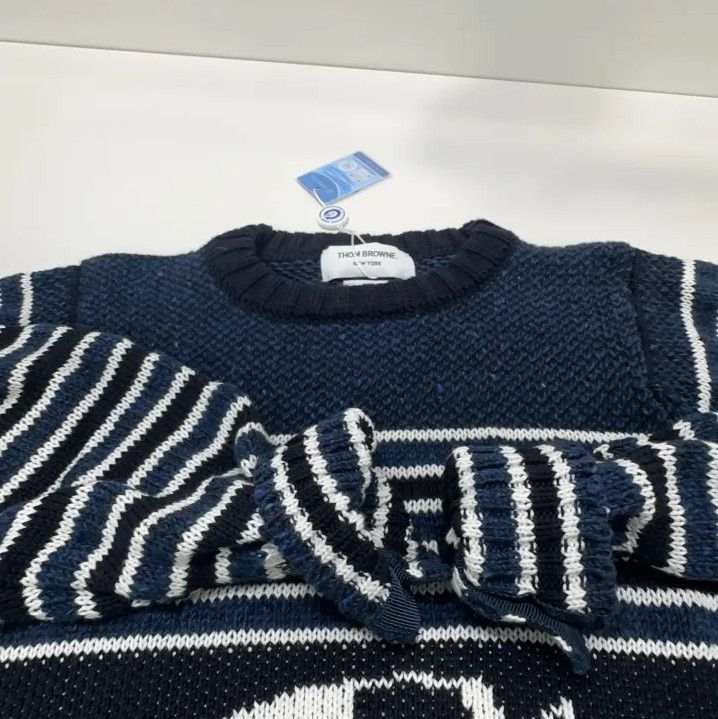 Thom Browne Thom Browne Striped Fish Pattern Knit Sweater Size US S / EU 44-46 / 1 - 8 Thumbnail