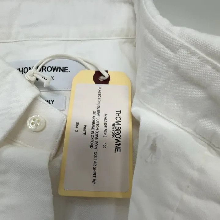 Thom Browne Thom Browne White Striped Long Sleeve Shirt Size US M / EU 48-50 / 2 - 5 Thumbnail