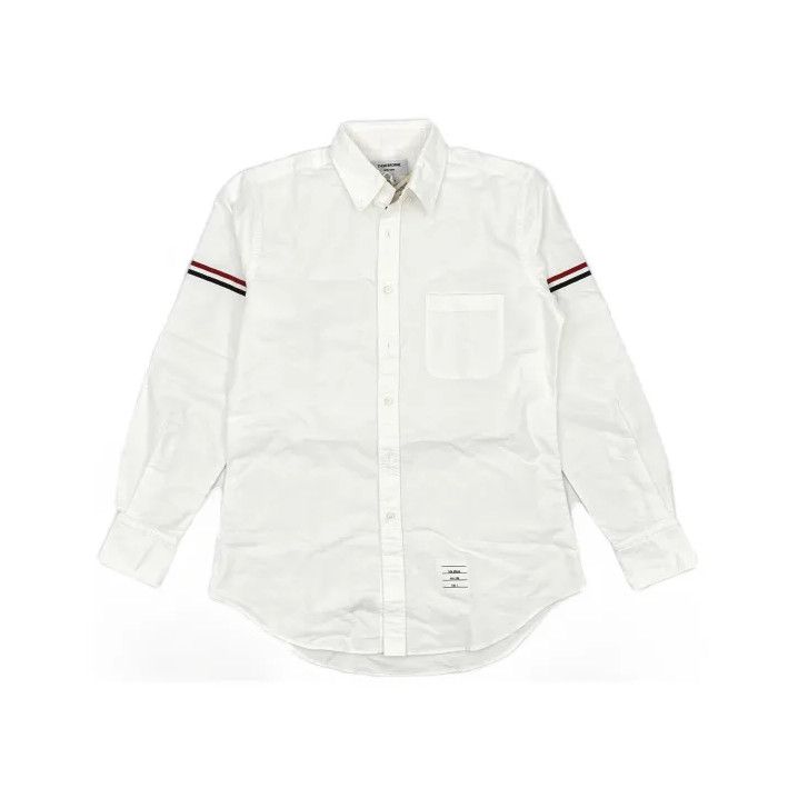 Thom Browne Thom Browne White Striped Long Sleeve Shirt Size US M / EU 48-50 / 2 - 2 Thumbnail