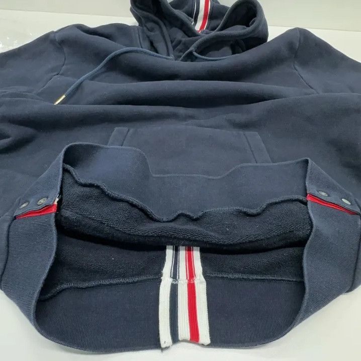 Thom Browne Thom Browne Navy Blue Hooded Sweatshirt for Men Size US L / EU 52-54 / 3 - 12 Thumbnail
