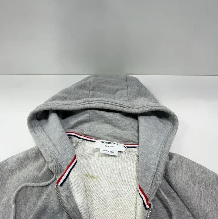 Thom Browne Thom Browne Gray Zip-Up Hoodie with Stripes Size US M / EU 48-50 / 2 - 7 Thumbnail