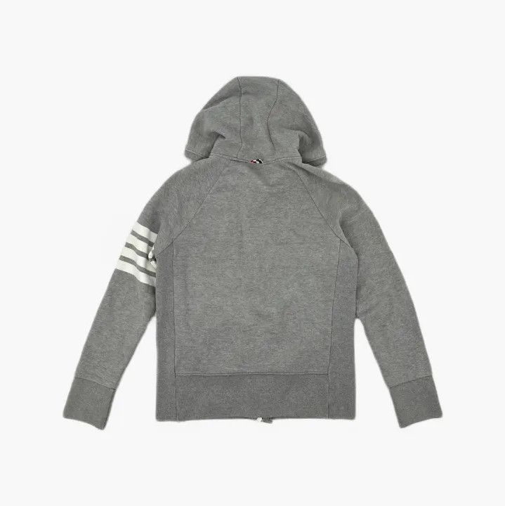 Thom Browne Thom Browne Gray Zip-Up Hoodie with Stripes Size US M / EU 48-50 / 2 - 3 Thumbnail