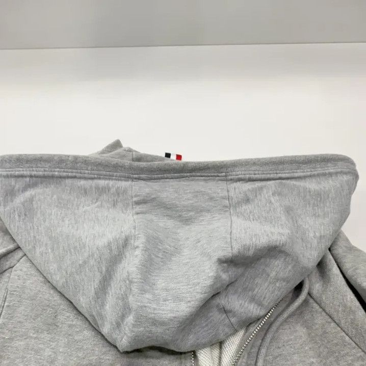 Thom Browne Thom Browne Gray Zip-Up Hoodie with Stripes Size US M / EU 48-50 / 2 - 8 Thumbnail