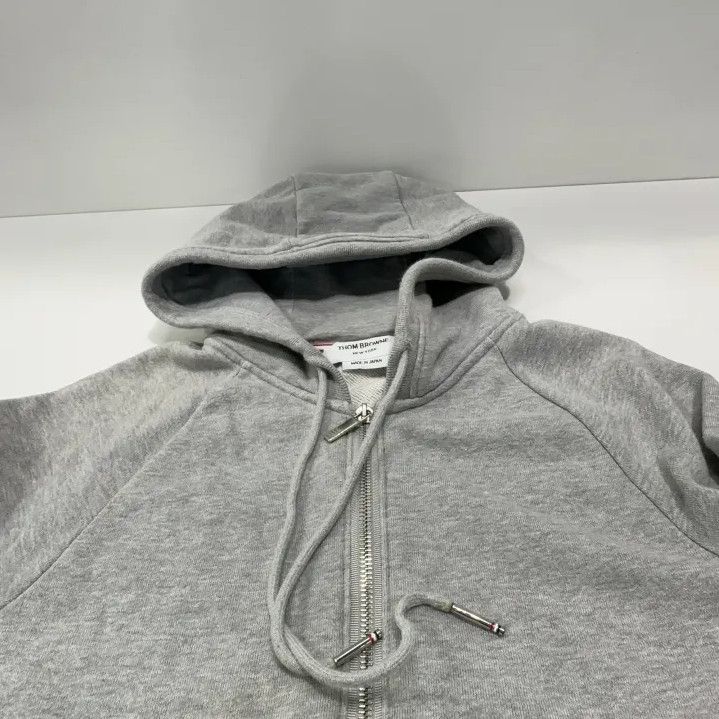 Thom Browne Thom Browne Gray Zip-Up Hoodie with Stripes Size US M / EU 48-50 / 2 - 11 Thumbnail