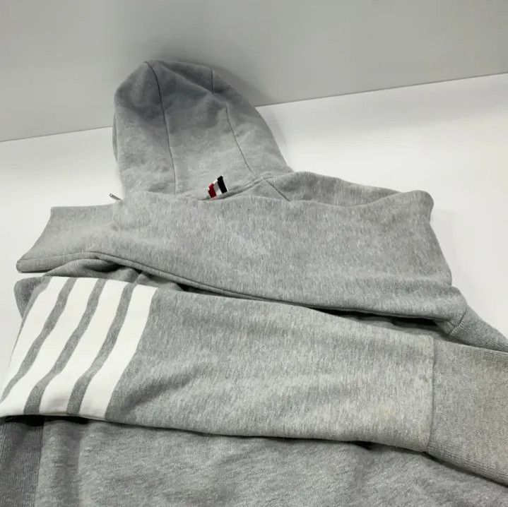 Thom Browne Thom Browne Gray Zip-Up Hoodie with Stripes Size US M / EU 48-50 / 2 - 19 Thumbnail