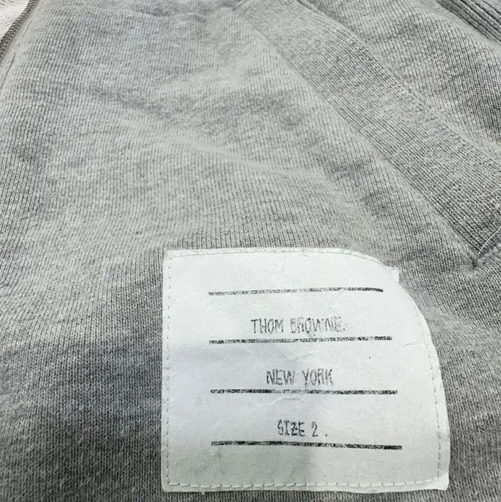 Thom Browne Thom Browne Gray Zip-Up Hoodie with Stripes Size US M / EU 48-50 / 2 - 5 Thumbnail