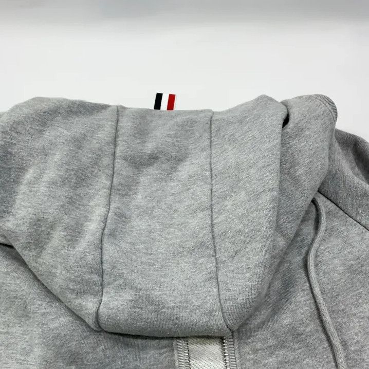 Thom Browne Thom Browne Gray Zip-Up Hoodie with Stripes Size US M / EU 48-50 / 2 - 10 Thumbnail