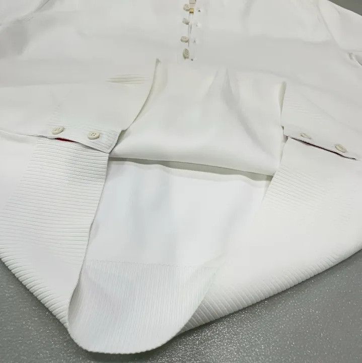 Thom Browne Thom Browne Striped Side-slit White Polo Shirt Size US L / EU 52-54 / 3 - 9 Thumbnail