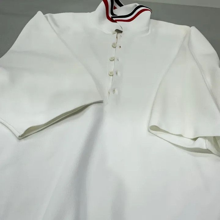 Thom Browne Thom Browne Striped Side-slit White Polo Shirt Size US L / EU 52-54 / 3 - 11 Thumbnail