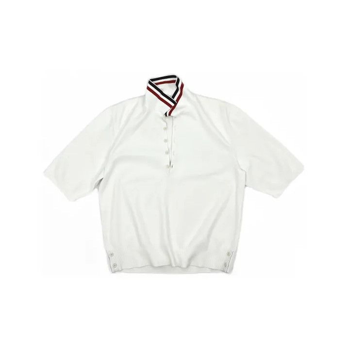 Thom Browne Thom Browne Striped Side-slit White Polo Shirt Size US L / EU 52-54 / 3 - 2 Thumbnail