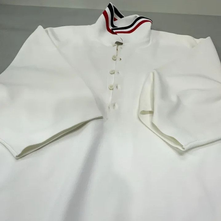 Thom Browne Thom Browne Striped Side-slit White Polo Shirt Size US L / EU 52-54 / 3 - 10 Thumbnail