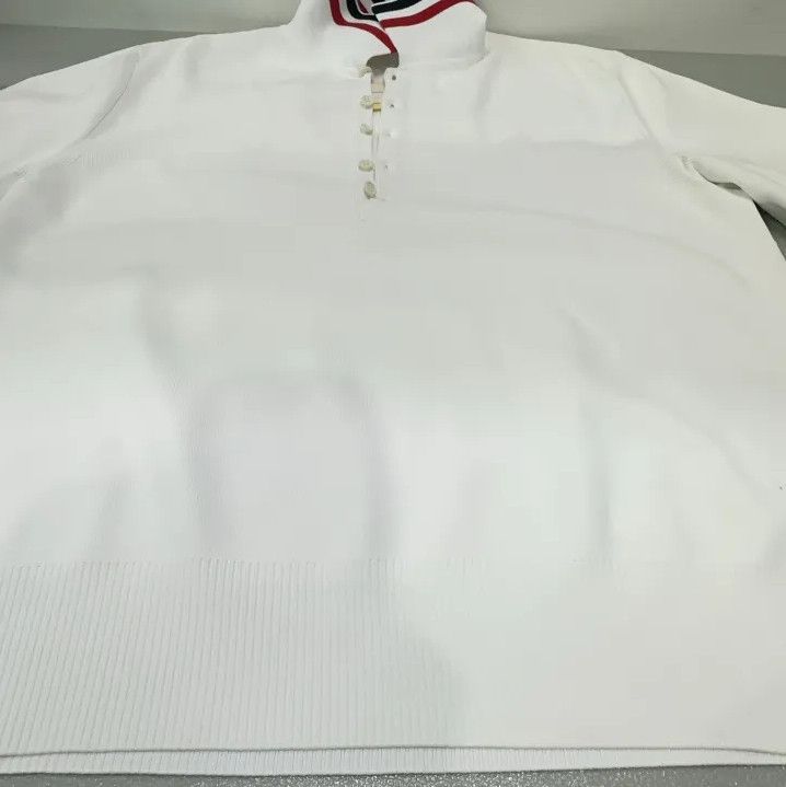 Thom Browne Thom Browne Striped Side-slit White Polo Shirt Size US L / EU 52-54 / 3 - 8 Thumbnail