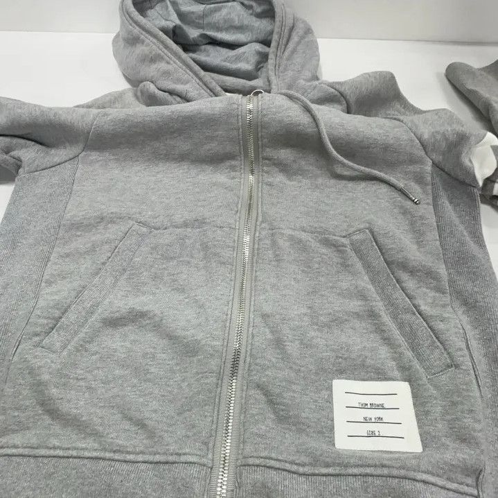 Thom Browne Thom Browne Classic Gray Hoodie with Stripe Size US S / EU 44-46 / 1 - 10 Thumbnail