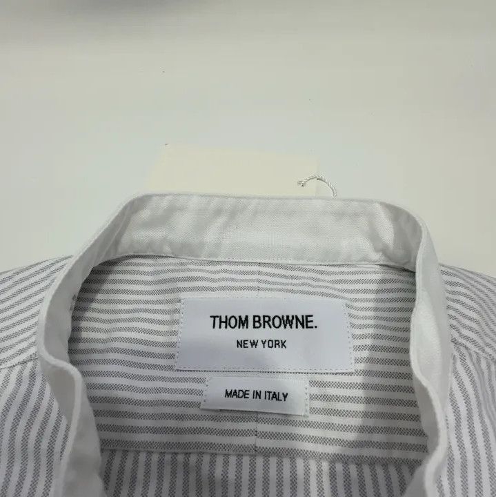 Thom Browne Thom Browne Gray Striped Short Sleeve Shirt Size US M / EU 48-50 / 2 - 5 Thumbnail