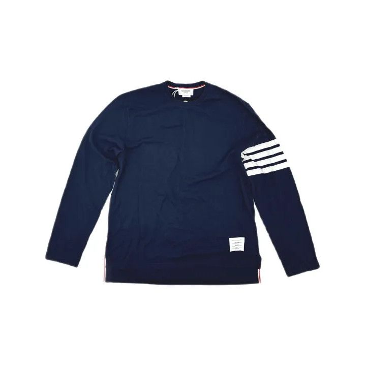 Thom Browne Thom Browne Navy Striped Logo Long Sleeve T-Shirt Size US S / EU 44-46 / 1 - 2 Thumbnail