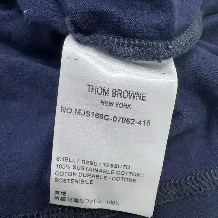 Thom Browne Thom Browne Navy Striped Logo Long Sleeve T-Shirt Size US S / EU 44-46 / 1 - 7 Thumbnail