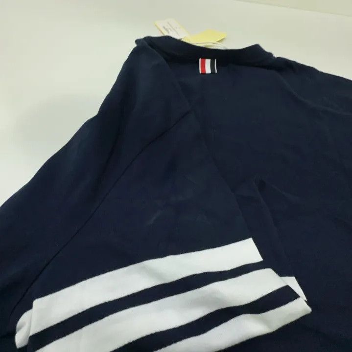 Thom Browne Thom Browne Navy Striped Logo Long Sleeve T-Shirt Size US S / EU 44-46 / 1 - 9 Thumbnail