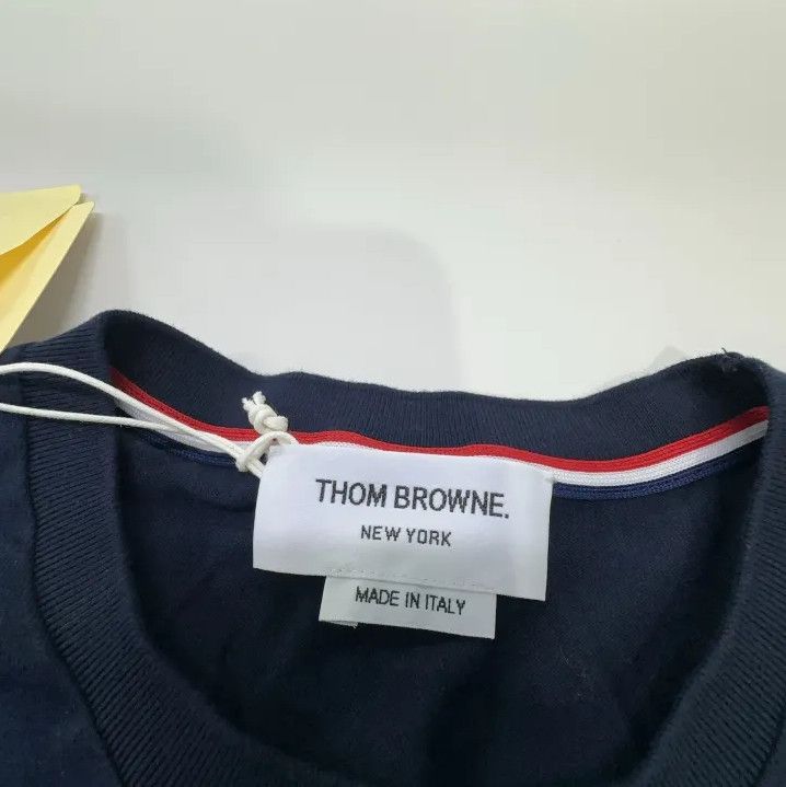 Thom Browne Thom Browne Navy Striped Logo Long Sleeve T-Shirt Size US S / EU 44-46 / 1 - 4 Thumbnail