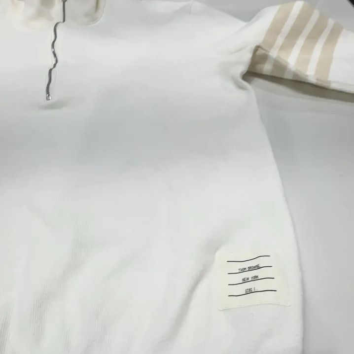 Thom Browne Thom Browne White Half-Zip Knit Sweatshirt Size US S / EU 44-46 / 1 - 9 Thumbnail
