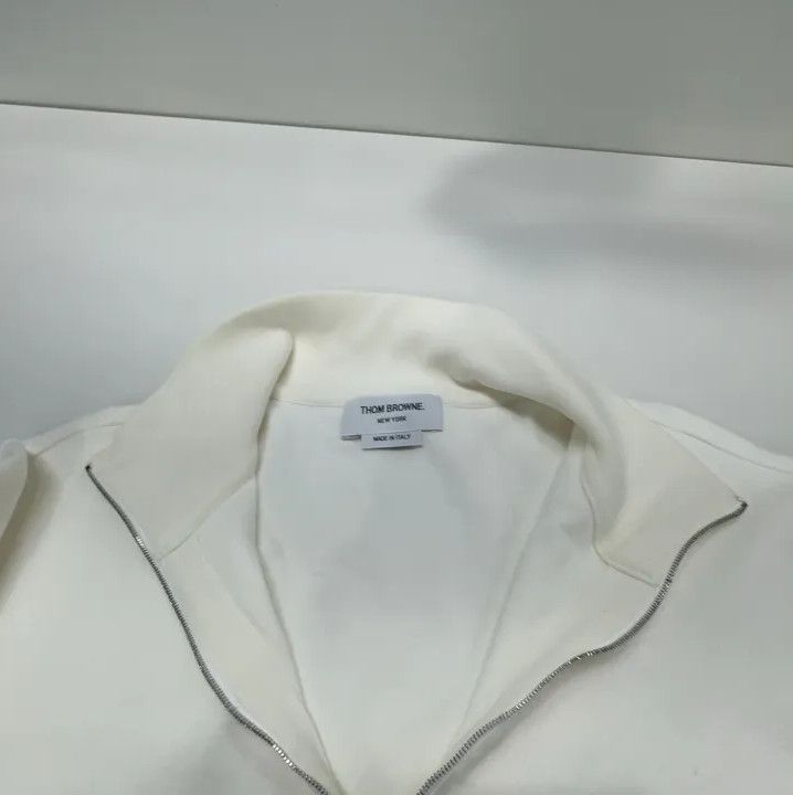 Thom Browne Thom Browne White Half-Zip Knit Sweatshirt Size US S / EU 44-46 / 1 - 7 Thumbnail