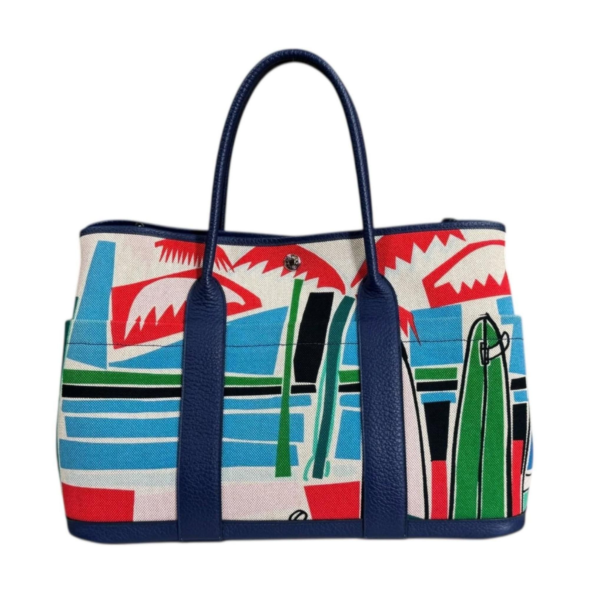 Hermes Hermes Hermès Sea, Surf and Fun Garden Party Pocket PM Shoulder Bag, Toile H Blue, Women's, Pre-owned, 2-Way Size ONE SIZE - 3 Thumbnail