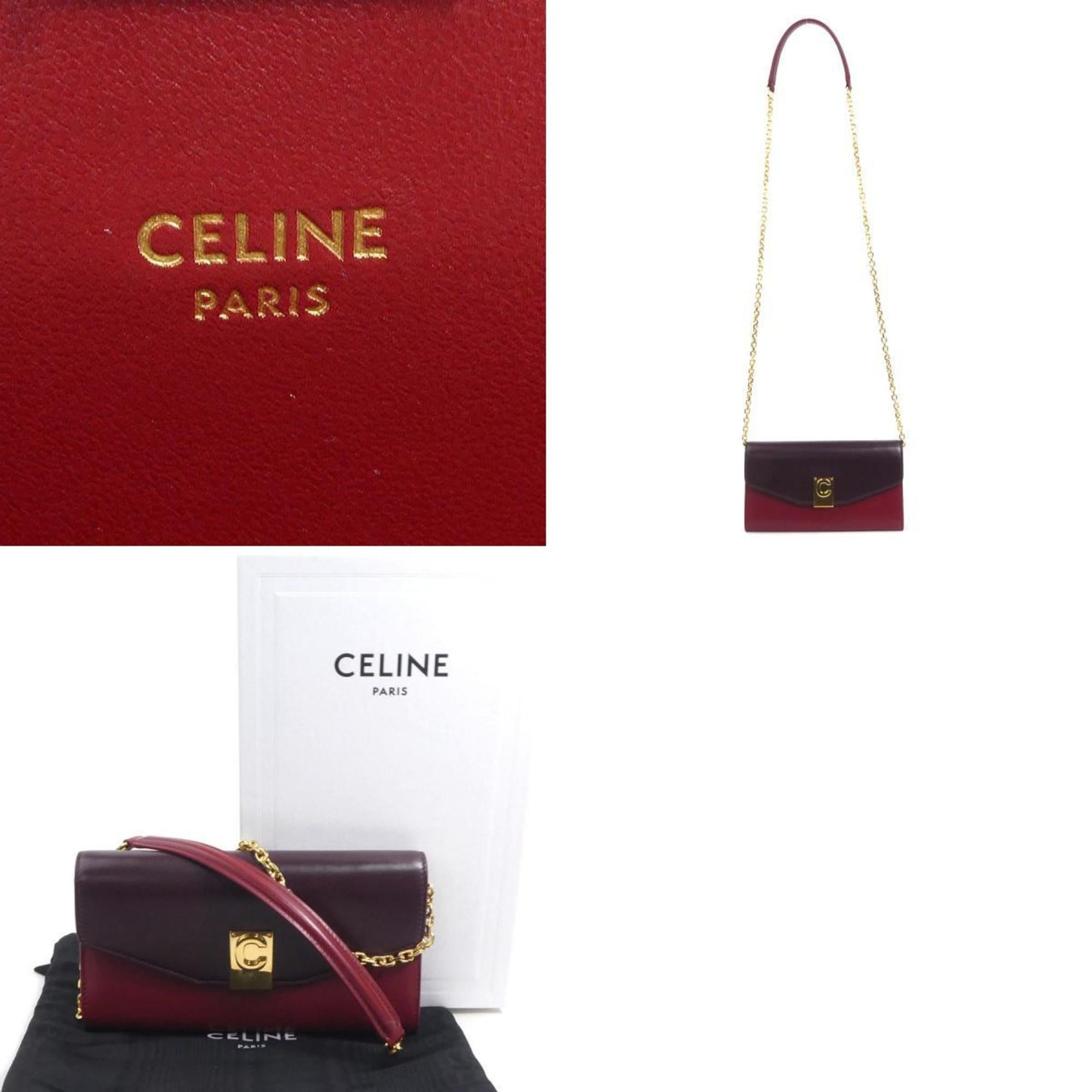 Celine Celine Women's Long Chain Wallet in Bordeaux and Red Leather (r10909a) Size ONE SIZE - 5 Thumbnail