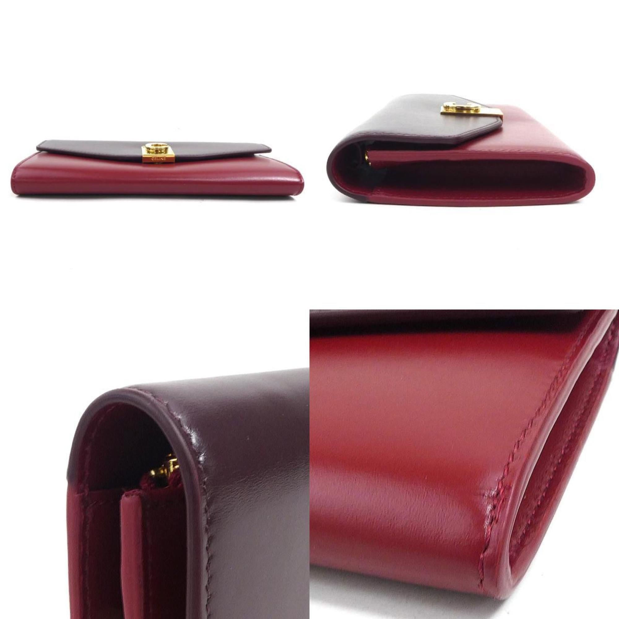 Celine Celine Women's Long Chain Wallet in Bordeaux and Red Leather (r10909a) Size ONE SIZE - 3 Thumbnail