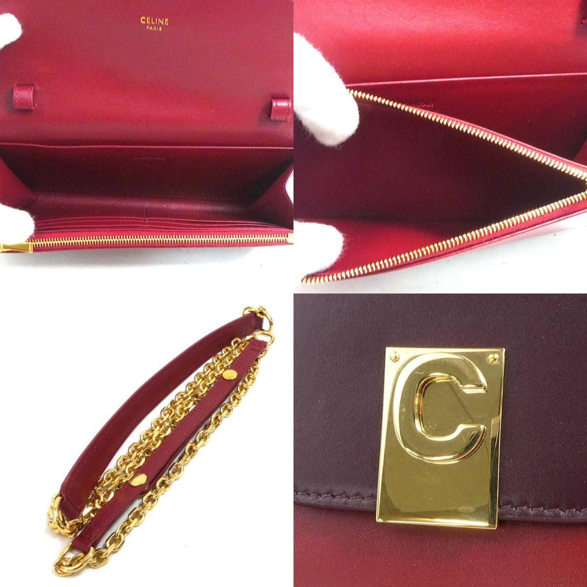 Celine Celine Women's Long Chain Wallet in Bordeaux and Red Leather (r10909a) Size ONE SIZE - 4 Thumbnail
