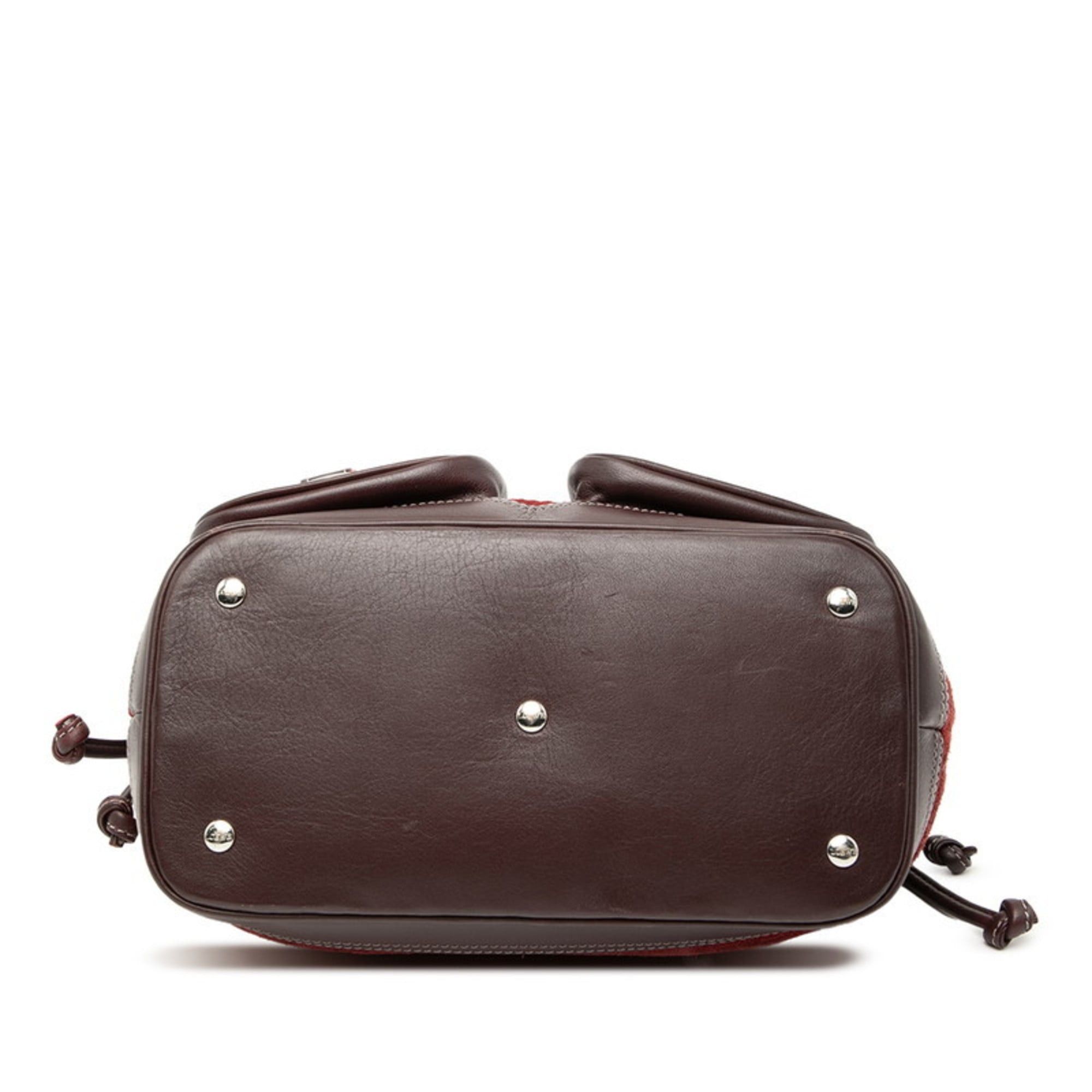 Loewe LOEWE Anagram Handbag in Wine Red, Bordeaux Leather and Suede for Women Size ONE SIZE - 3 Thumbnail