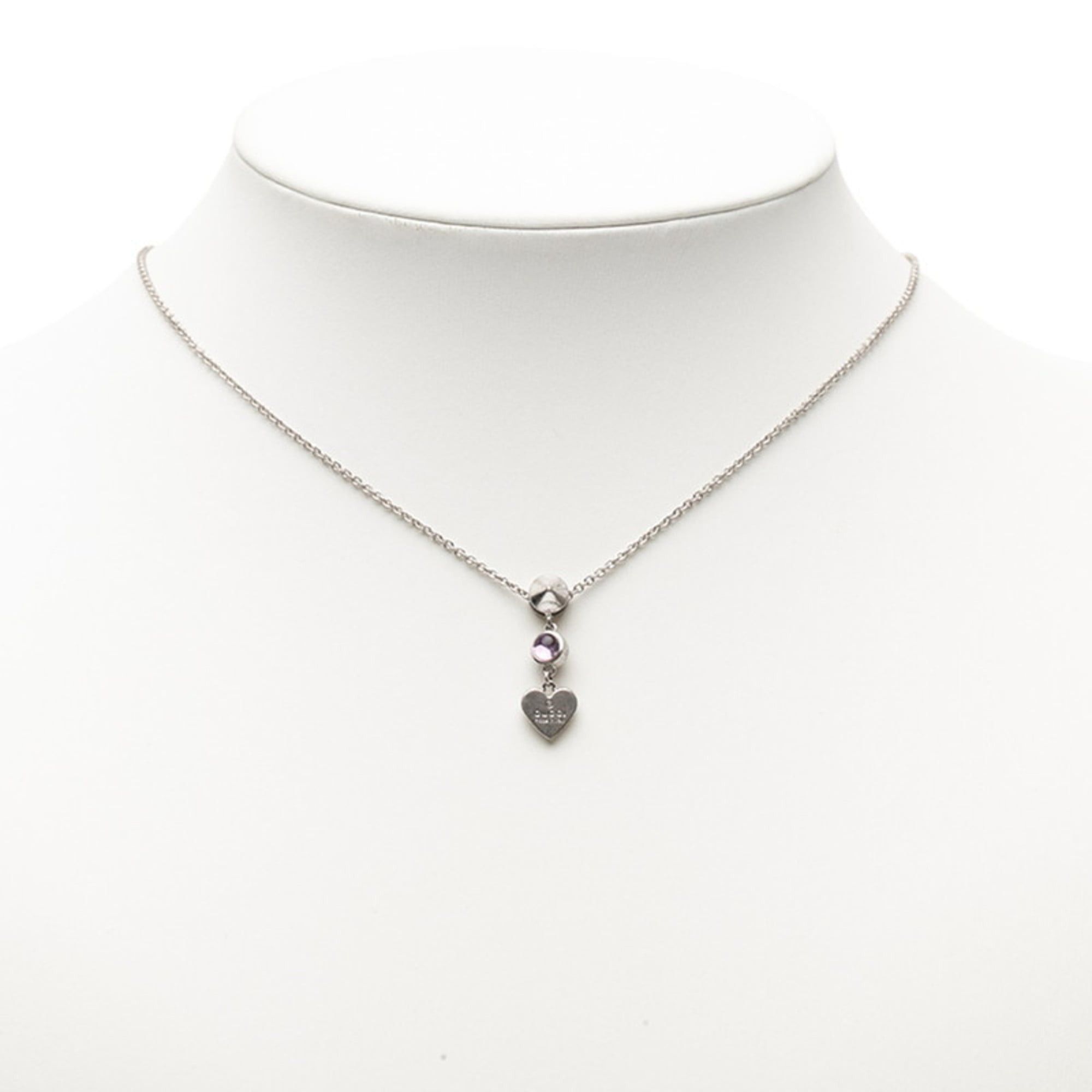 Gucci Gucci Heart Stud Pendant Necklace in SV925 Silver for Women Size ONE SIZE - 3 Thumbnail