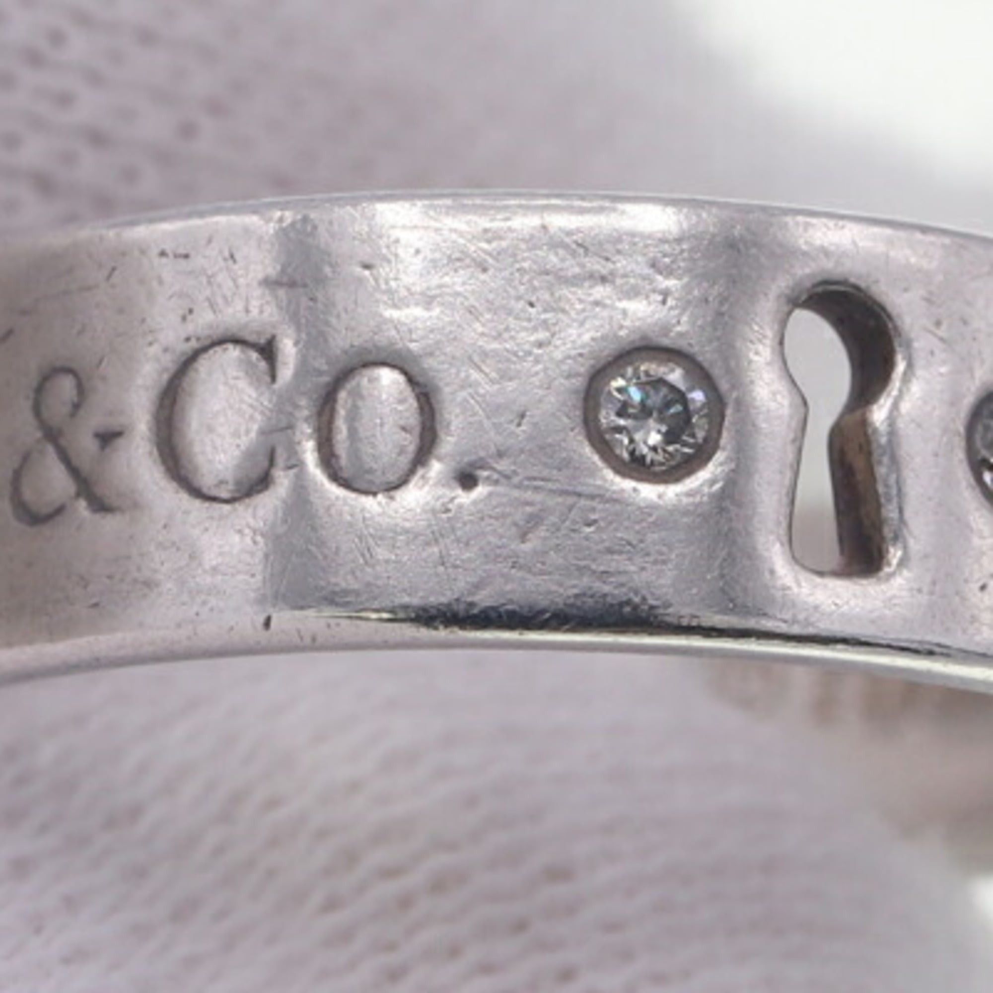 Tiffany & Co. Tiffany & Co. Women's Lock Keyhole Ring with 2 Diamonds, Sterling Silver 925, US Size 5.5-5 3/4, JP 11 Size ONE SIZE - 5 Thumbnail