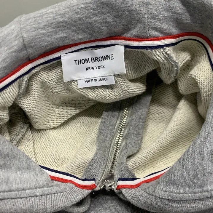 Thom Browne Thom Browne Classic Grey Zip Hoodie with Stripes Size US M / EU 48-50 / 2 - 6 Thumbnail