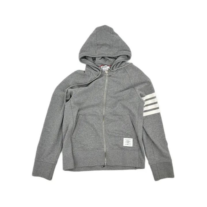 Thom Browne Thom Browne Classic Grey Zip Hoodie with Stripes Size US M / EU 48-50 / 2 - 2 Thumbnail