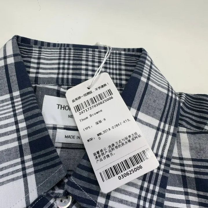 Thom Browne Thom Browne Blue Plaid Long Sleeve Shirt Size US M / EU 48-50 / 2 - 5 Thumbnail