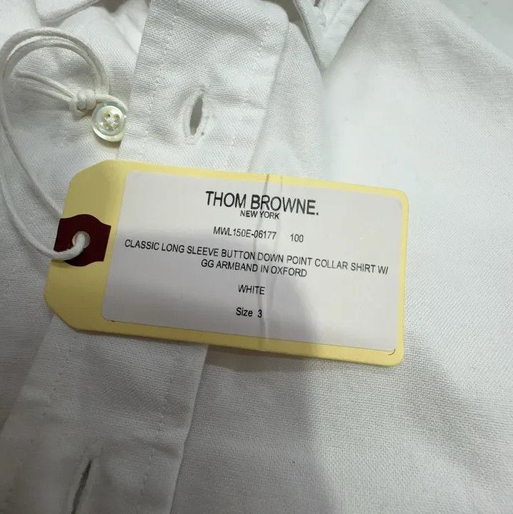 Thom Browne Thom Browne White Striped Long Sleeve Shirt Size US M / EU 48-50 / 2 - 8 Thumbnail