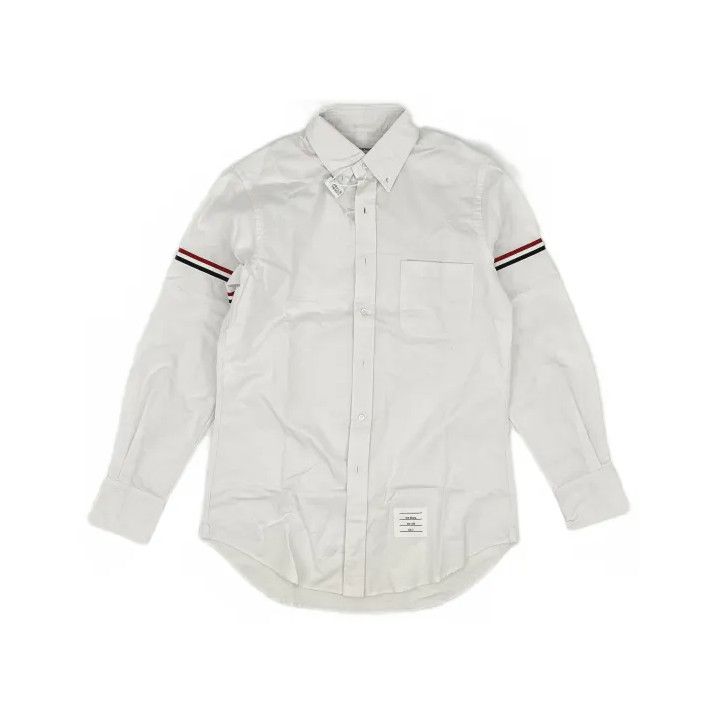 Thom Browne Thom Browne White Striped Long Sleeve Shirt Size US M / EU 48-50 / 2 - 2 Thumbnail