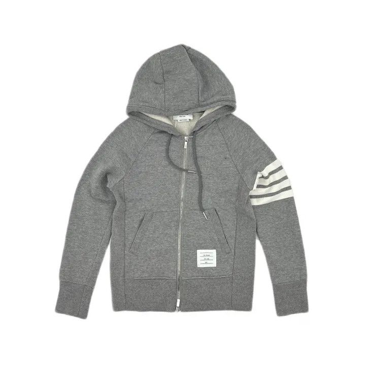 Thom Browne Thom Browne Gray Classic Zip Hoodie with Stripes Size US S / EU 44-46 / 1 - 2 Thumbnail