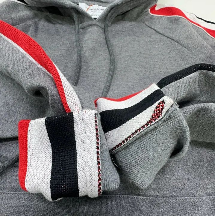 Thom Browne Thom Browne Grey Hoodie with Stripes Size US S / EU 44-46 / 1 - 9 Thumbnail