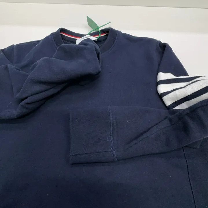 Thom Browne Thom Browne Classic Navy Striped Crew Sweatshirt Size US L / EU 52-54 / 3 - 8 Thumbnail