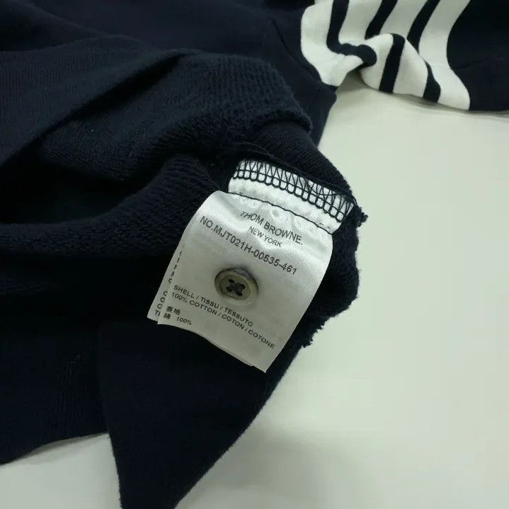 Thom Browne Thom Browne Classic Navy Striped Crew Sweatshirt Size US L / EU 52-54 / 3 - 2 Thumbnail