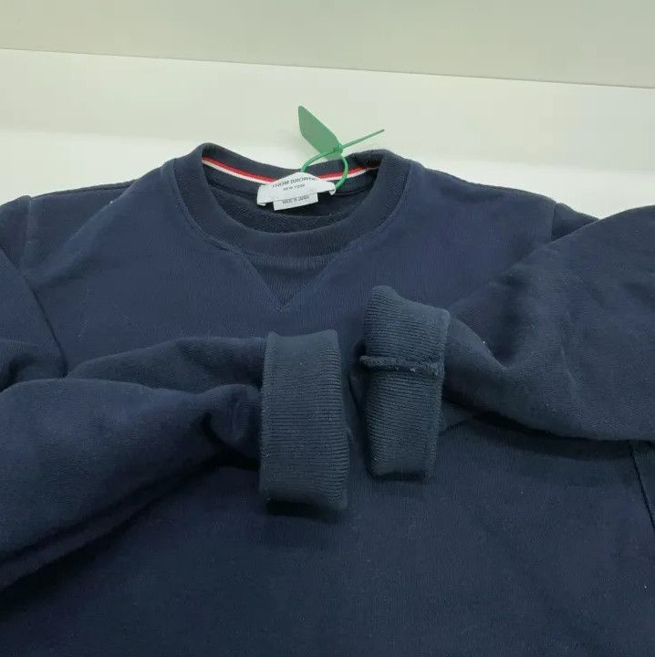 Thom Browne Thom Browne Classic Navy Striped Crew Sweatshirt Size US L / EU 52-54 / 3 - 7 Thumbnail