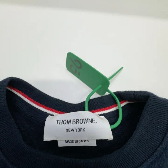 Thom Browne Thom Browne Classic Navy Striped Crew Sweatshirt Size US L / EU 52-54 / 3 - 3 Thumbnail