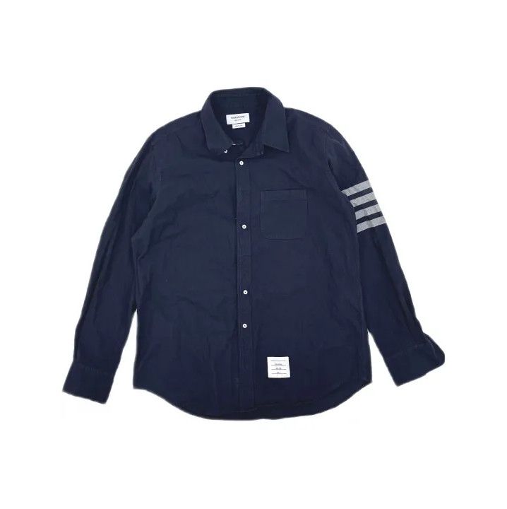 Thom Browne Thom Browne Classic Navy Long Sleeve Shirt Size US L / EU 52-54 / 3 - 2 Thumbnail