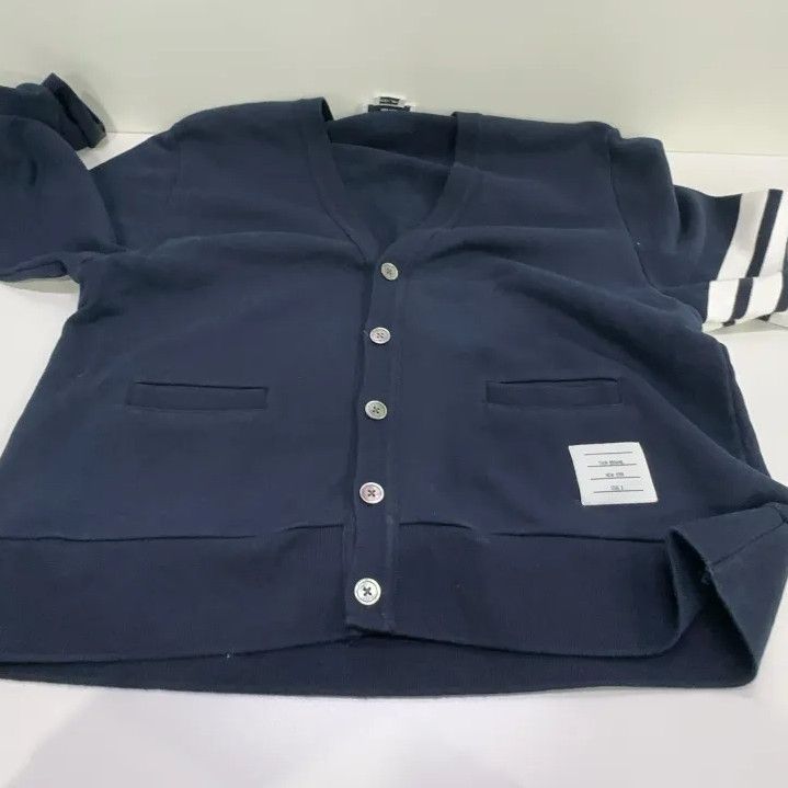 Thom Browne Thom Browne Classic V-Neck Cotton Knit Sweater Size US M / EU 48-50 / 2 - 14 Thumbnail
